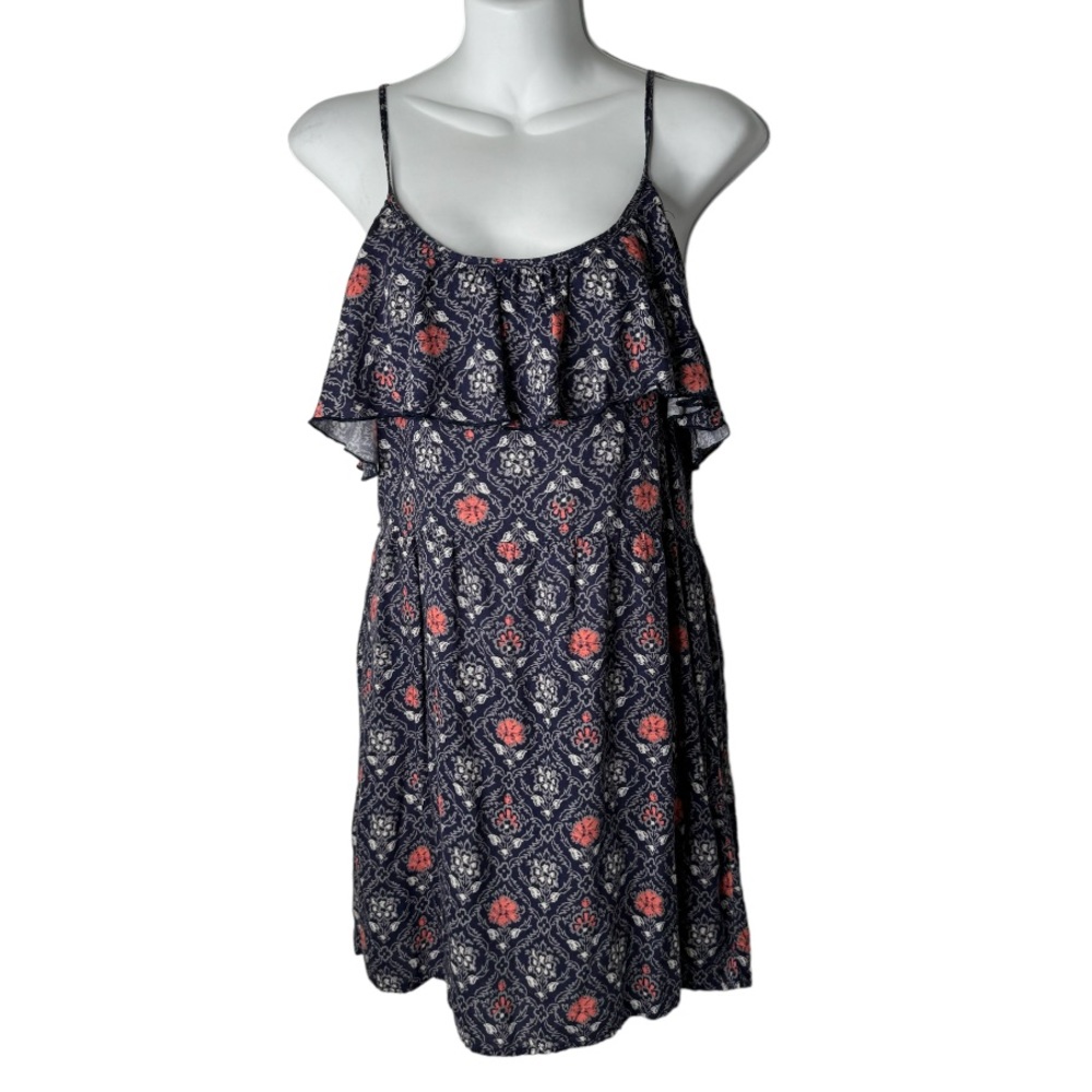 Hollister mini dress ruffle accents frills and ruffles multicolor blue boho as:s